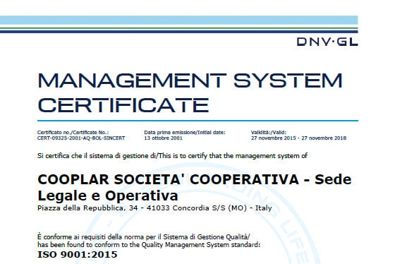 Certificazione UNI EN ISO 9001- 2015